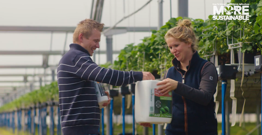 Grower receives a can of GreenSwitch Original fertilizer - Van Iperen International