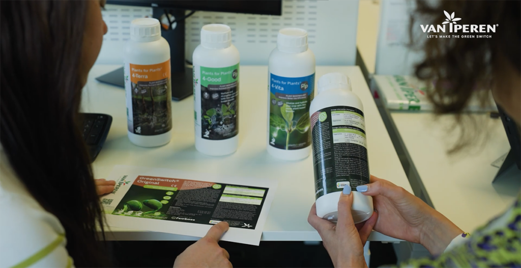 The Regulatory Team check some labesl of Plants for Plants biostimulants and GreenSwitch fertilizers